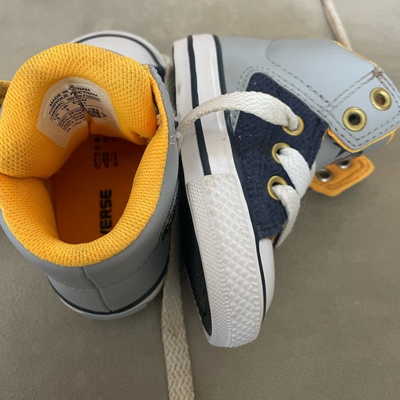 Converse Baby/Toddler High Top Grey/Blue/Yellow Baby Size 3 - Picture 6 of 11